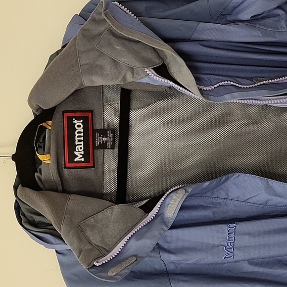 Marmot Women's Jacket  Rain Coat Outdoor Blue  Detachable Hood Size Medium - Picture 14 of 16